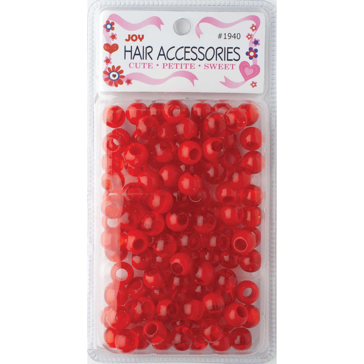 Joy Round Plastic Beads XL Two Tone Vivid Red Beads Joy