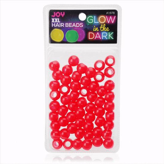 Joy XX-Large Glow In the Dark Hair Beads Red Beads Joy