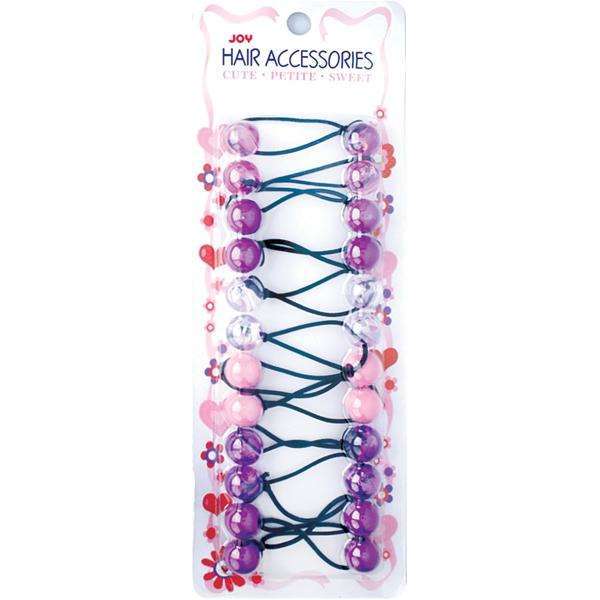 Joy Twin Bead Ponytailers 12ct Asst Purple Ponytailers Joy