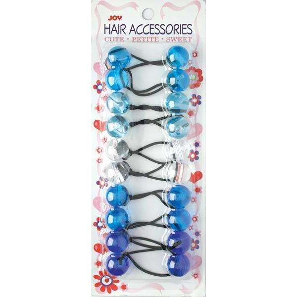 Joy Twin Beads Ponytailers 10Ct Asst Blue Clear Ponytailers Joy