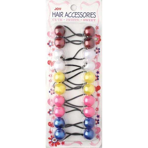 Joy Twin Beads Ponytailers 10Ct Clear Red, White, Pink, Blue Ponytailers Joy