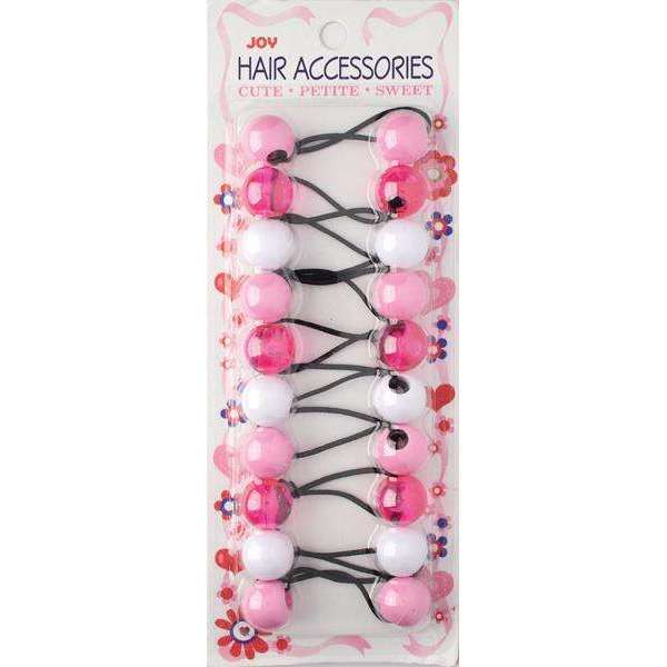 Joy Twin Beads Ponytailers 10Ct Pink & White Ponytailers Joy