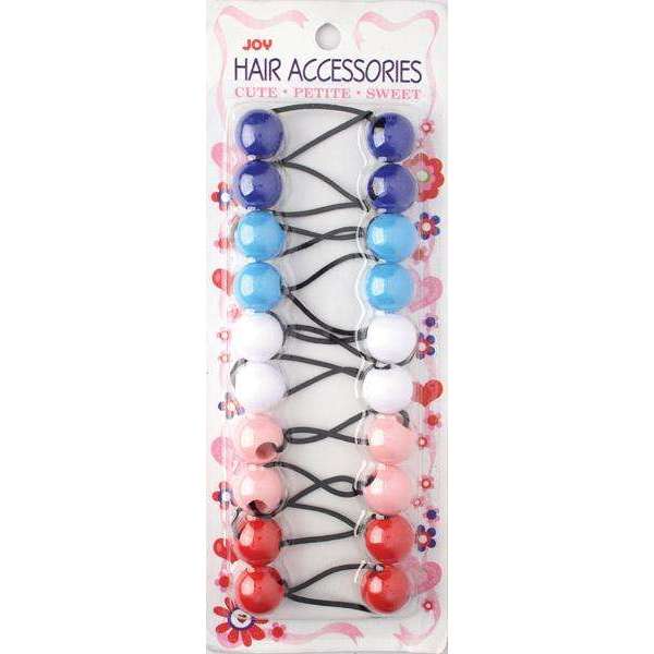 Joy Twin Beads Ponytailers 10Ct Blue, White, Pink, Red Ponytailers Joy