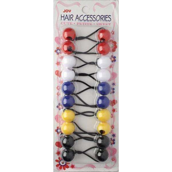Joy Twin Beads Ponytailers 10Ct Red, White, Blue, Yellow, Black Ponytailers Joy
