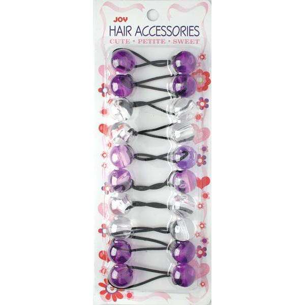 Joy Twin Beads Ponytailers 10Ct Asst Purple Clear Ponytailers Joy