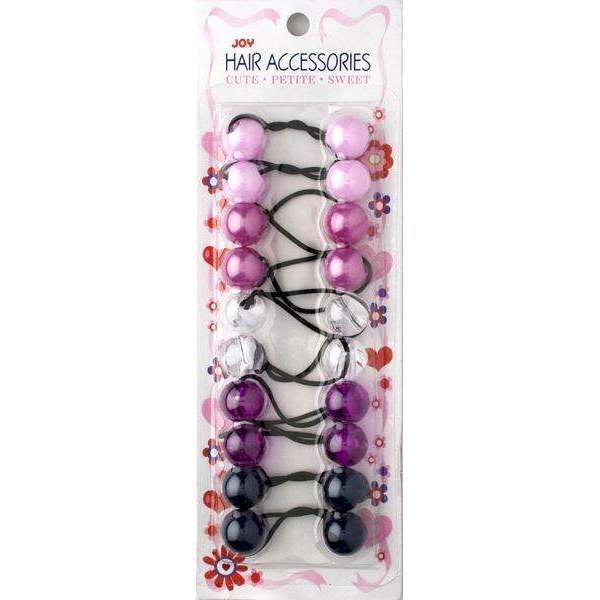 Joy Twin Beads Ponytailers 10Ct Purple Clear Asst Ponytailers Joy
