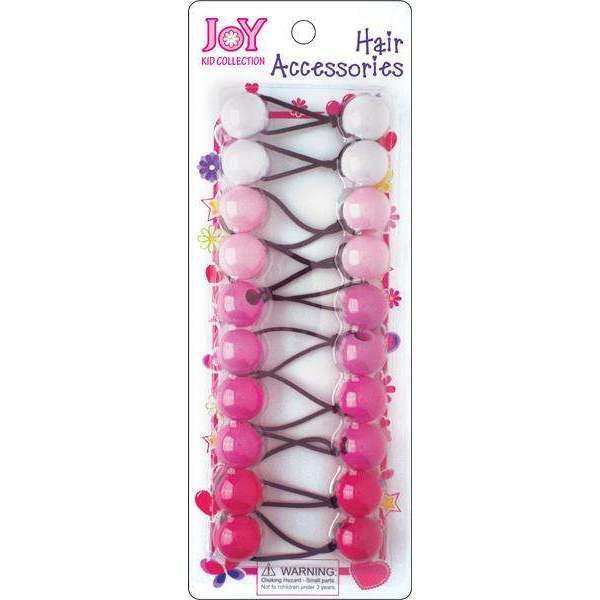 Joy Twin Beads Ponytailers 10Ct Asst Clear Pink Ponytailers Joy