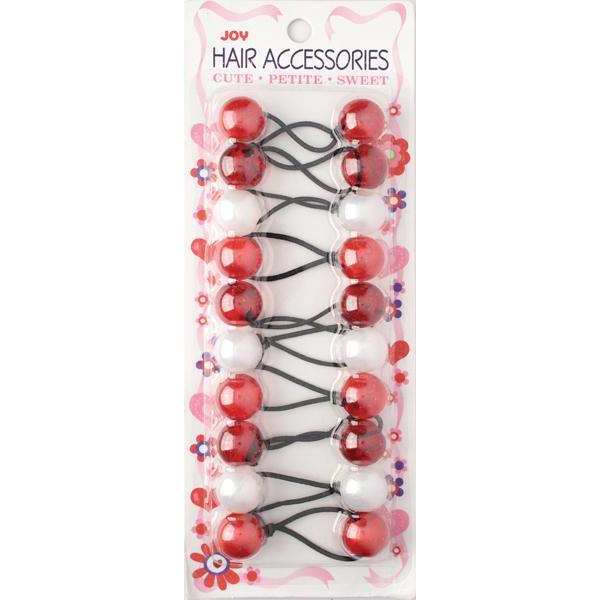 Joy Twin Beads Ponytailers 10Ct Asst Red Ponytailers Joy