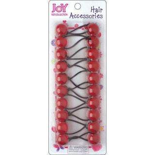 Joy Twin Beads Ponytailers 10Ct Red