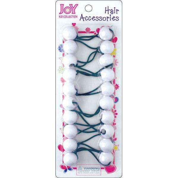 Joy Twin Beads Ponytailers 10Ct White Ponytailers Joy