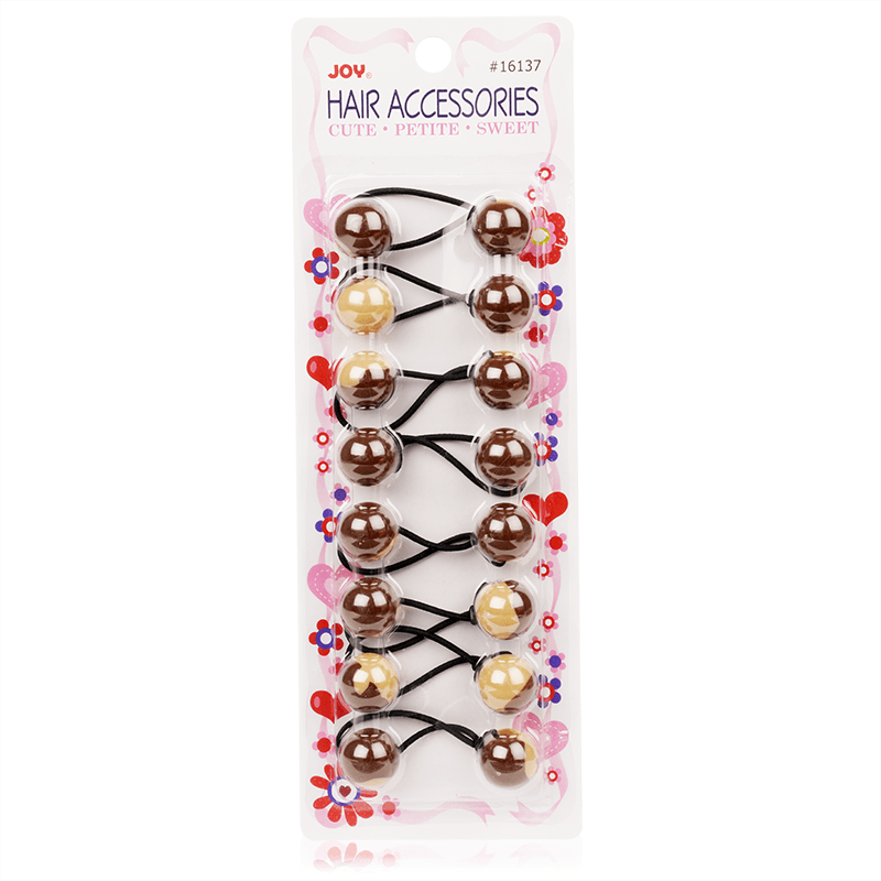 Joy Twin Beads Ponytailers Brown 20mm 8ct Ponytailers Joy