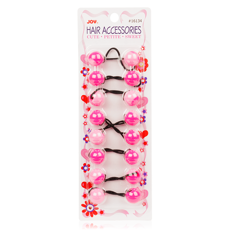 Joy Twin Beads Ponytailers Pink 20mm 8ct Ponytailers Joy