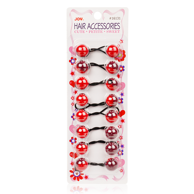 Joy Twin Beads Ponytailers Red 20mm 8ct Ponytailers Joy
