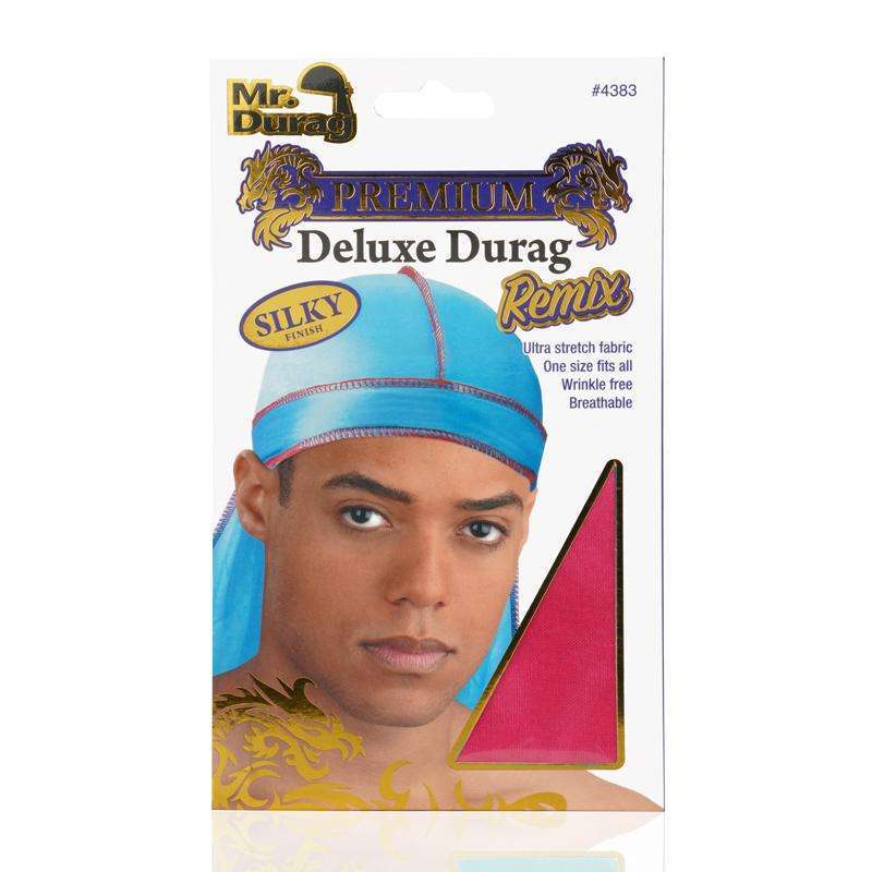 Mr. Durag Silky Deluxe Durag Remix Asst Color Durags Mr. Durag Pink with Purple Stitches  
