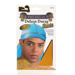 
                  
                    Load image into Gallery viewer, Mr. Durag Silky Deluxe Durag Remix Asst Color Durags Mr. Durag Gold with Brown Stitches  
                  
                