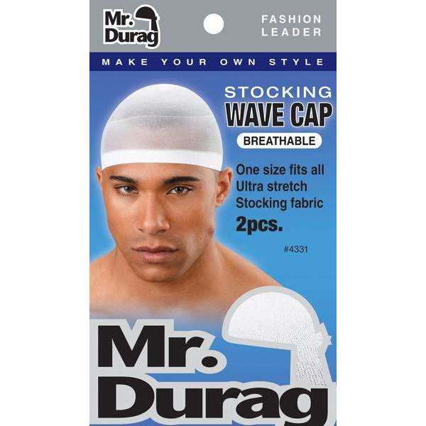 Mr. Durag Stocking Wave Cap 2Pc White Durags Mr. Durag   