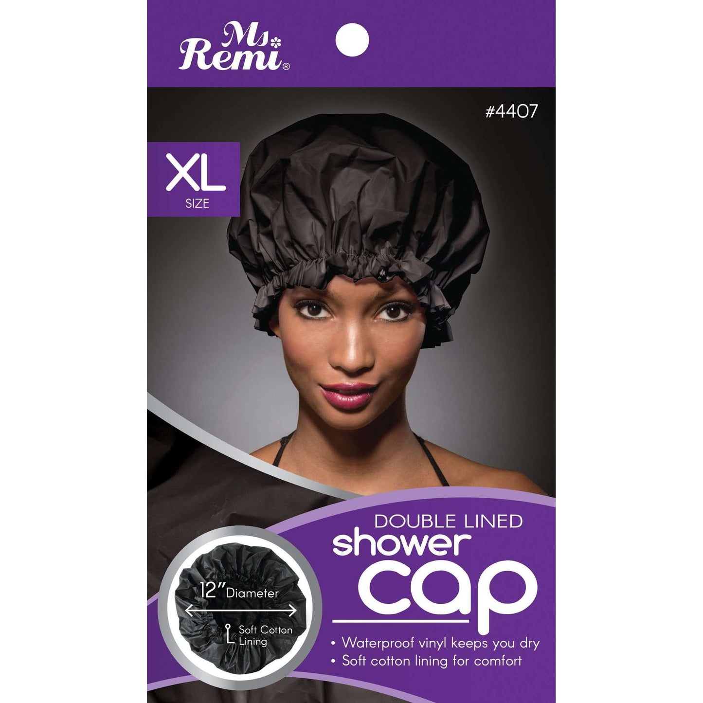 Annie International:Ms. Remi Deluxe Shower Cap Xl Black Double Lined