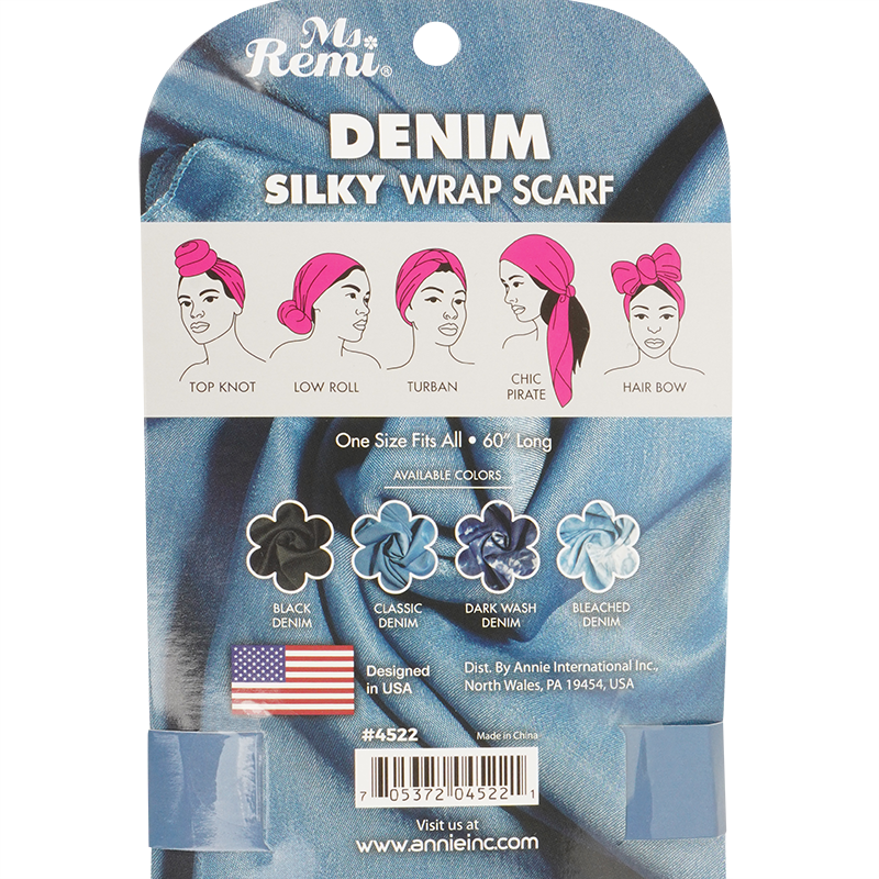 
                  
                    Load image into Gallery viewer, Ms. Remi Denim Silky Wrap Scarf 60&amp;quot; Long Scarves Ms. Remi   
                  
                