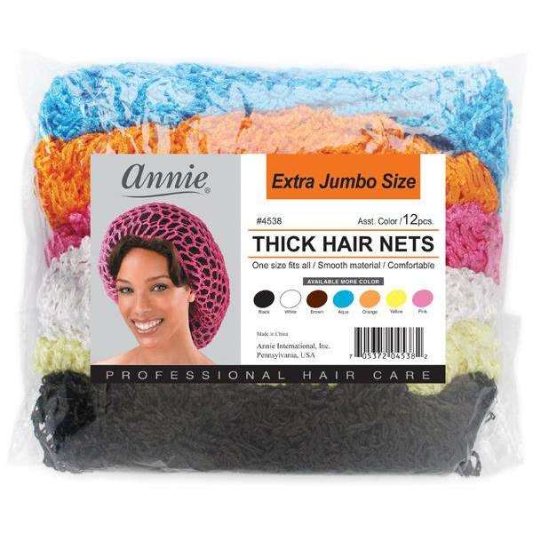 Annie International:Ms. Remi Extra Jumbo Thick Hair Net X-Jumbo 12ct Asst Color