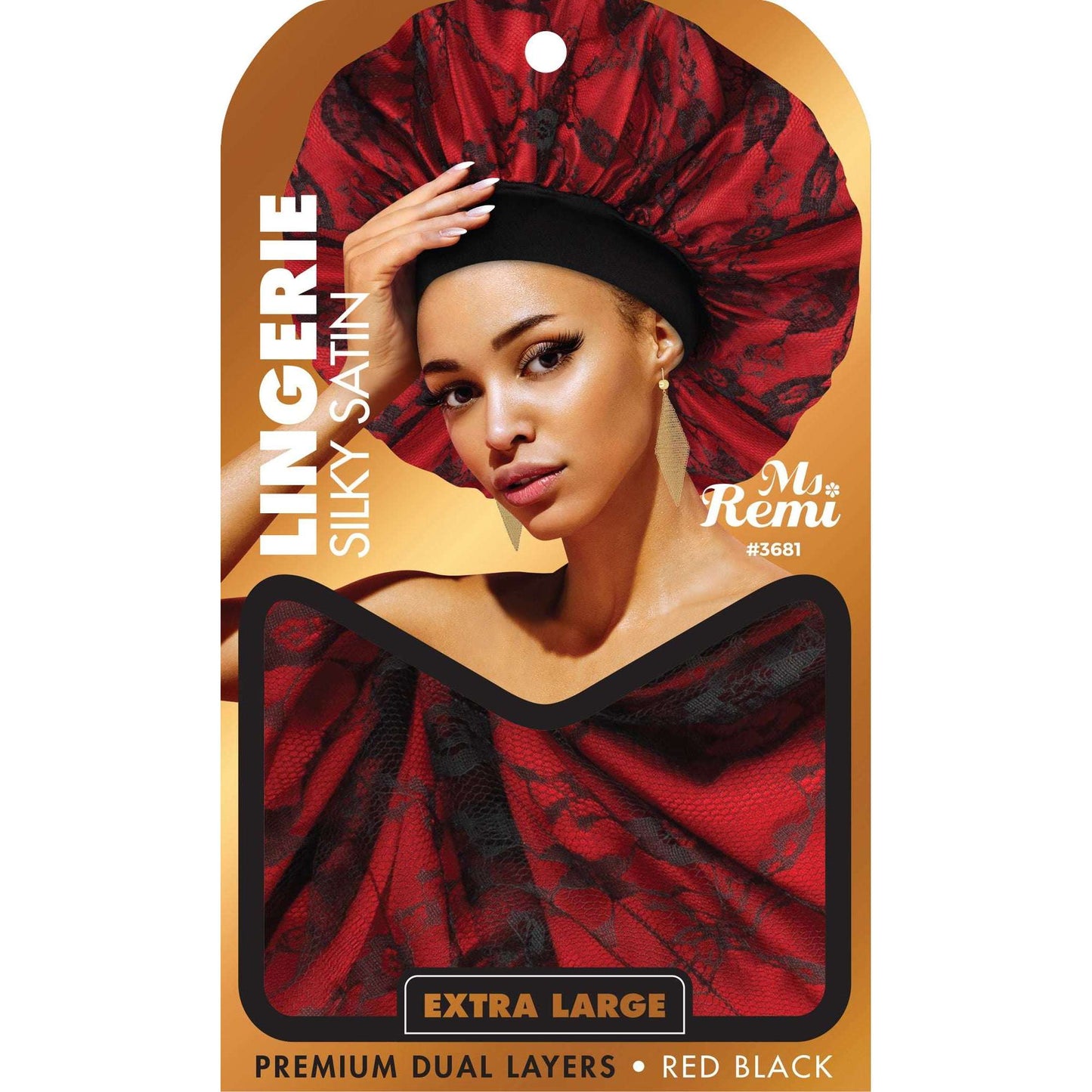 Ms. Remi Lingerie Silky Bonnet XL Assorted Color Bonnets Ms. Remi Red Black