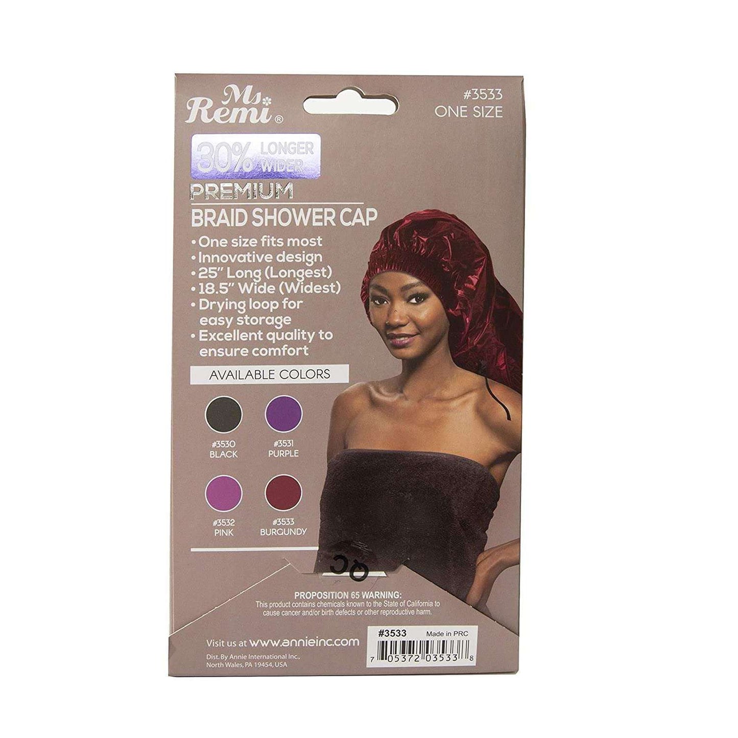 Annie International:Ms. Remi Max Jumbo Braid Shower Cap Burgundy