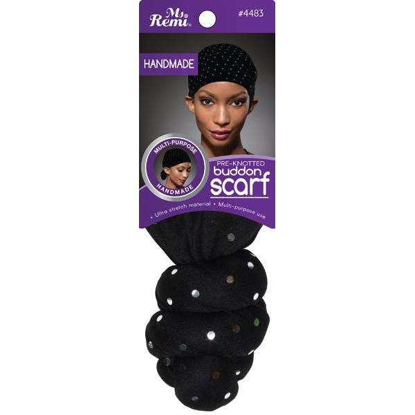 Annie International:Ms. Remi Pre-Made Buddon Scarf Black / Silver Dot