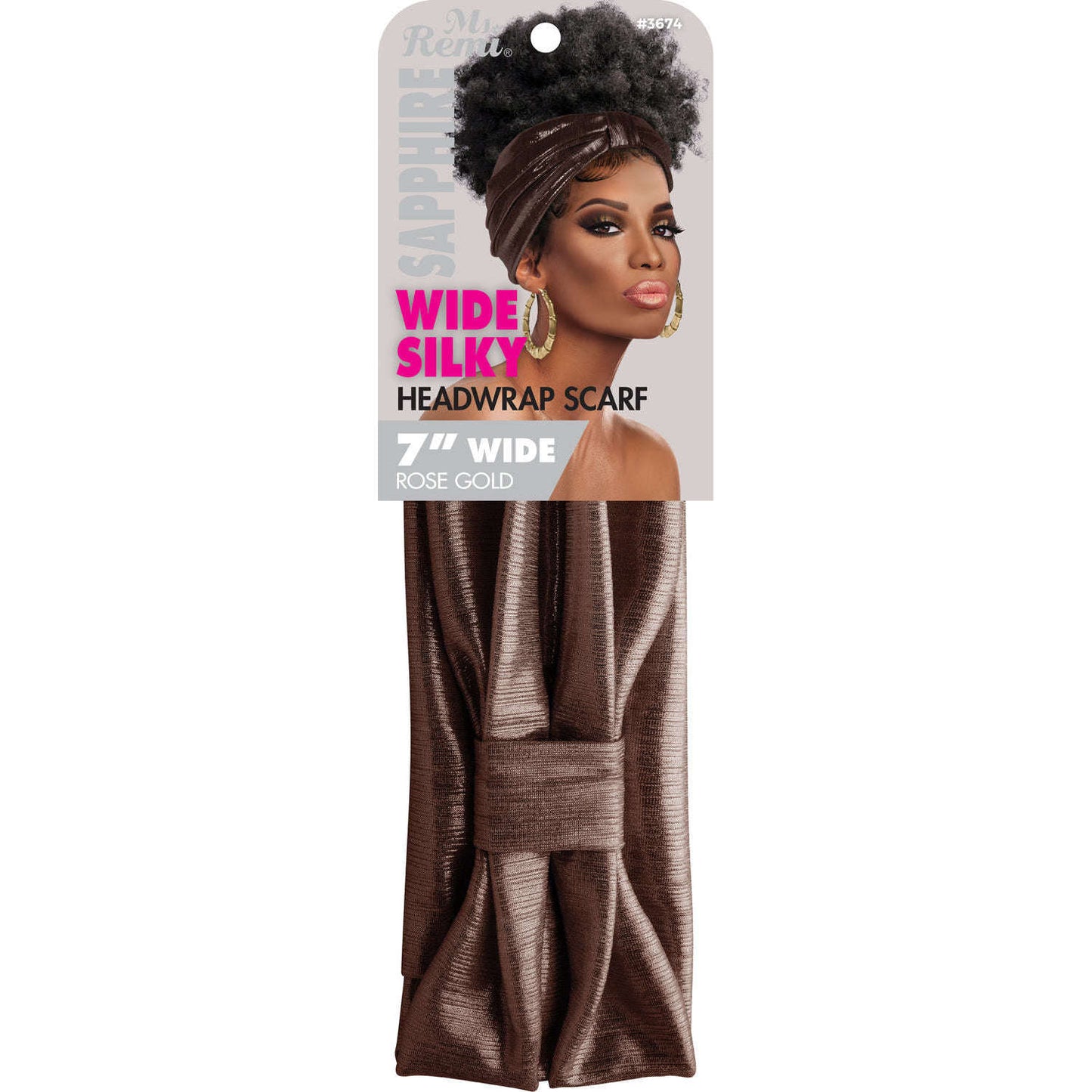 Ms. Remi Sapphire Wide Stretchy Headwrap Scarf Assorted Scarves Ms. Remi Rose Gold