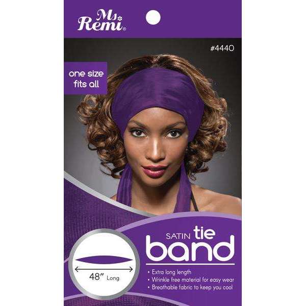 Ms. Remi Satin Tie Band Asst Color Scarves Ms. Remi Purple  