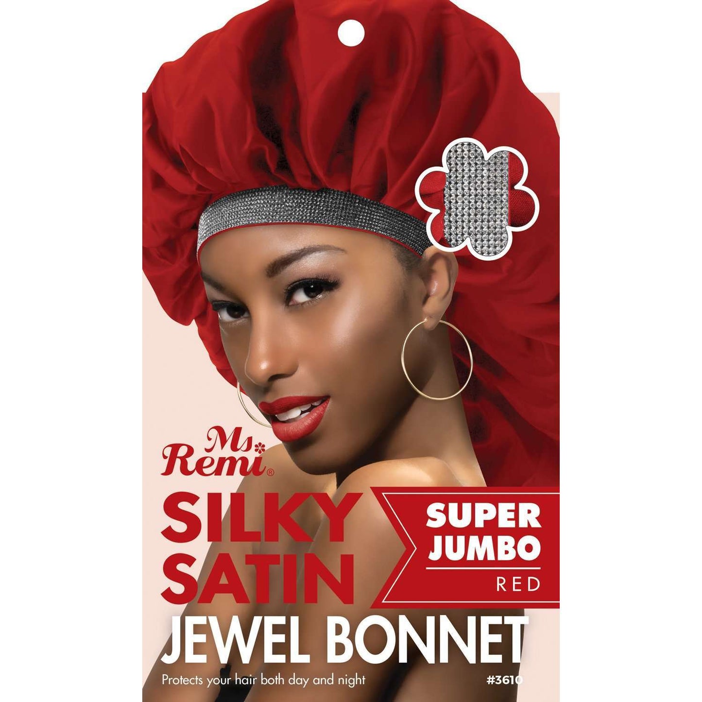 Annie International:Ms. Remi Silky Satin Jewel Bonnet X-Jumbo, 1 Count, Assorted Color:Red