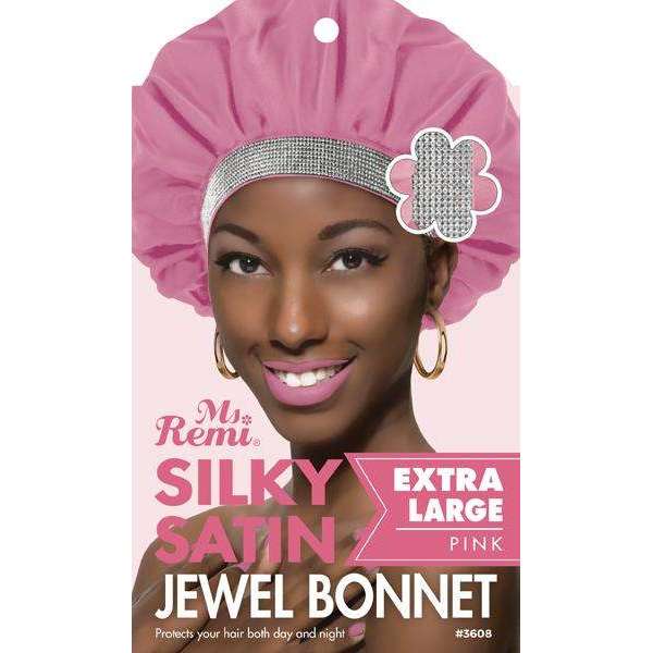 Ms. Remi Silky Satin Jewel Bonnet XL Asst Color Bonnets Ms. Remi Pink  