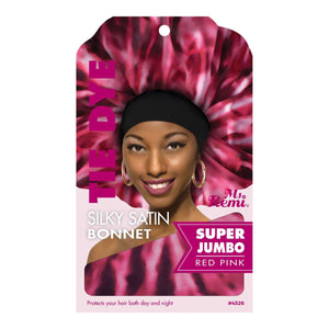 
                  
                    Load image into Gallery viewer, Ms. Remi Silky Satin Tie Dye Bonnet X-Jumbo Size Assorted Color Bonnets Ms. Remi Red Pink  
                  
                