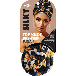 
                  
                    Load image into Gallery viewer, Ms. Remi Silky Top Knot Pre-Tied Turban Head Wrap Turbans Ms. Remi Lynx  
                  
                