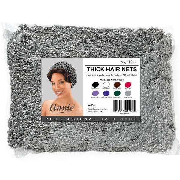 Annie International:Ms. Remi Thick Hair Net Bulk 12Pc Gray