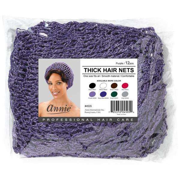 Annie International:Ms. Remi Thick Hair Net Bulk 12Pc Purple