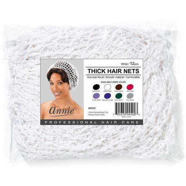 Annie International:Ms. Remi Thick Hair Net Bulk 12Pc White