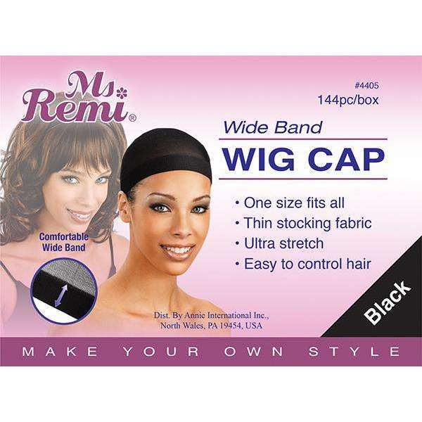 Annie International:Ms. Remi Wide Band Wig Caps Value Pack (144Pc) Black