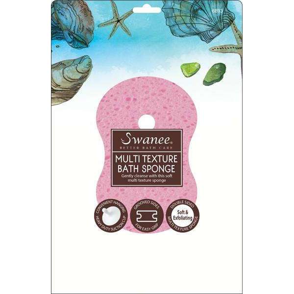 Swanee Figure 8 Multi Texture Bath Sponge with Suction Cup Pink Swanee
