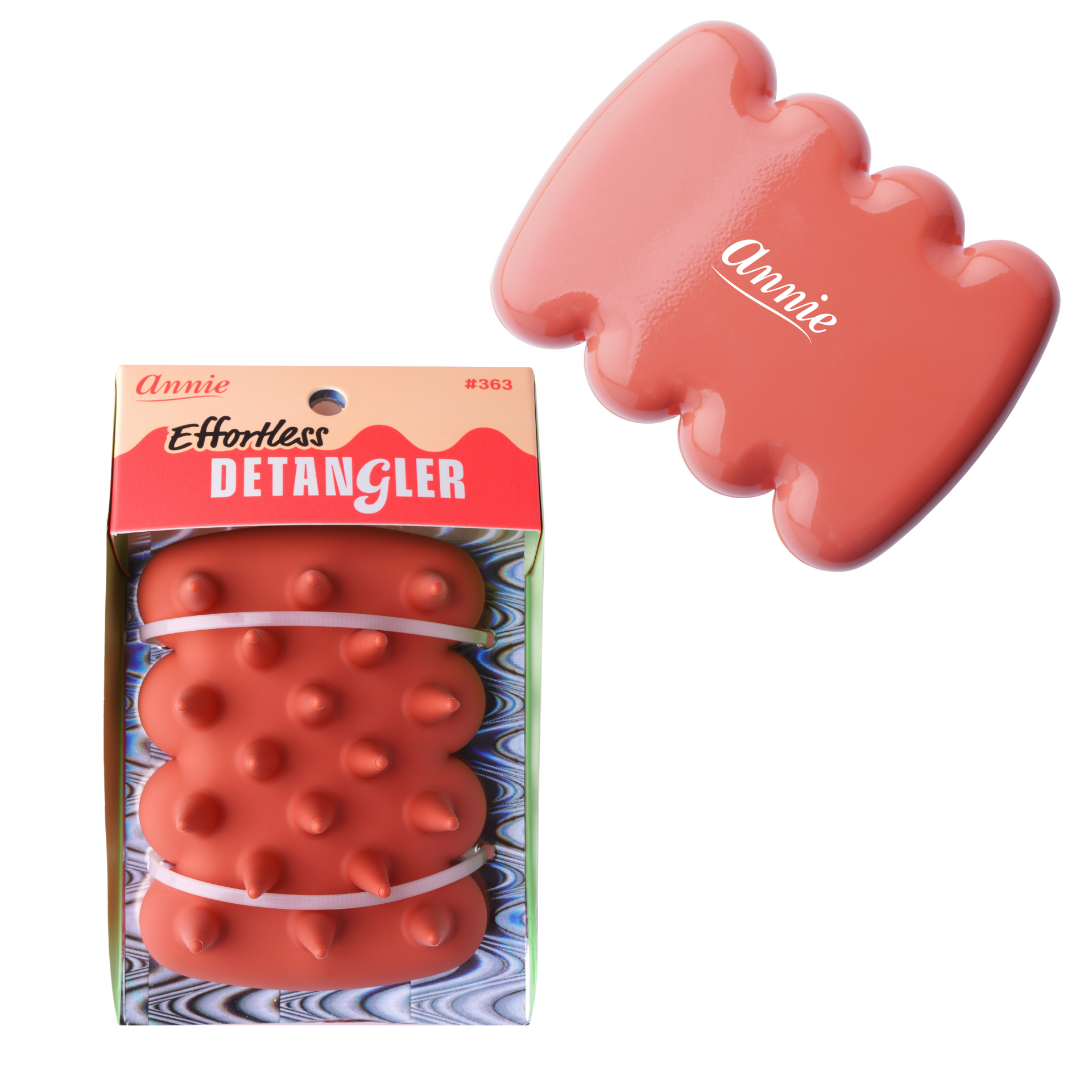 Annie Effortless Detangler Scalp Massage Brush, 1 Count, Orange