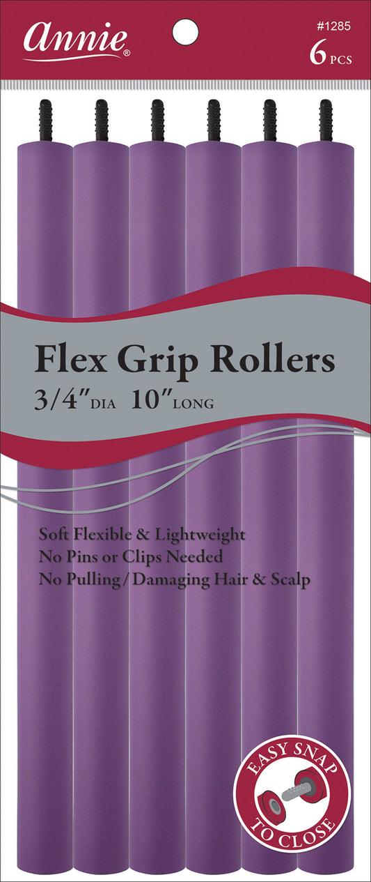 Annie Flex Grip Hair Rollers 3/4 Inch Diameter x 10 Inch Long, 6 Count, Purple
