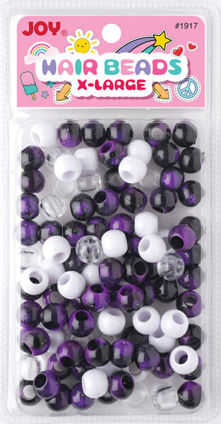 Joy Round Plastic Beads XL, Dark Purple Two Tone Mix