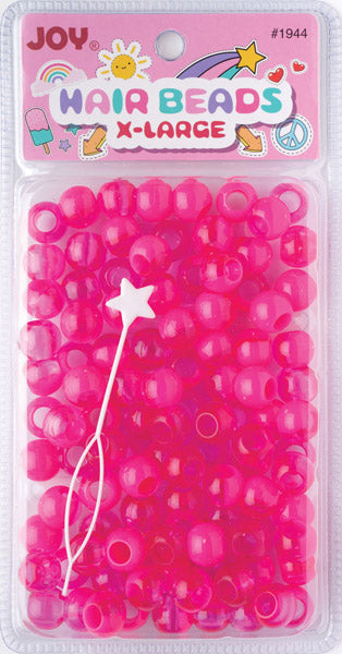 Joy Round Plastic Beads XL, 100 Count, Two Tone Vivid Hot Pink