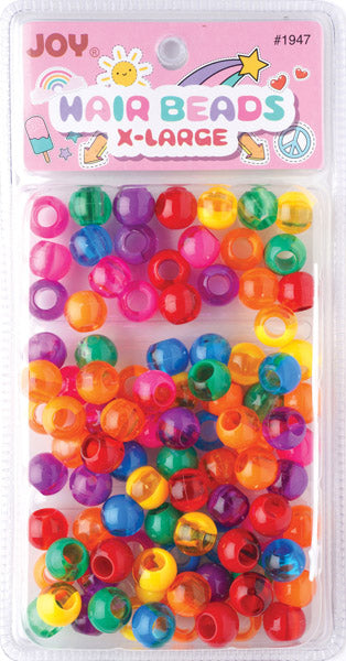 Joy Round Plastic Beads XL, 100 Count, Two Tone Vivid Assorted