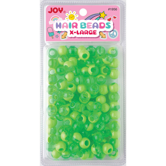 Joy Round Plastic Beads XL Two Tone Pastel Green pack of 100 large, playful beads for DIY crafts and hair accessories.