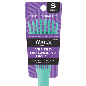 Annie Vented Detangler Brush Small 8 Row in teal with adjustable teeth for all hair types and faster drying.
