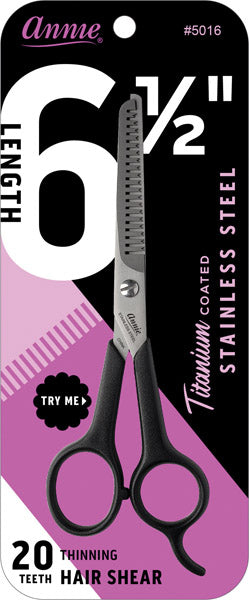 Tijeras de entresacar profesionales Annie de 6.5 pulgadas, 1 unidad, negras