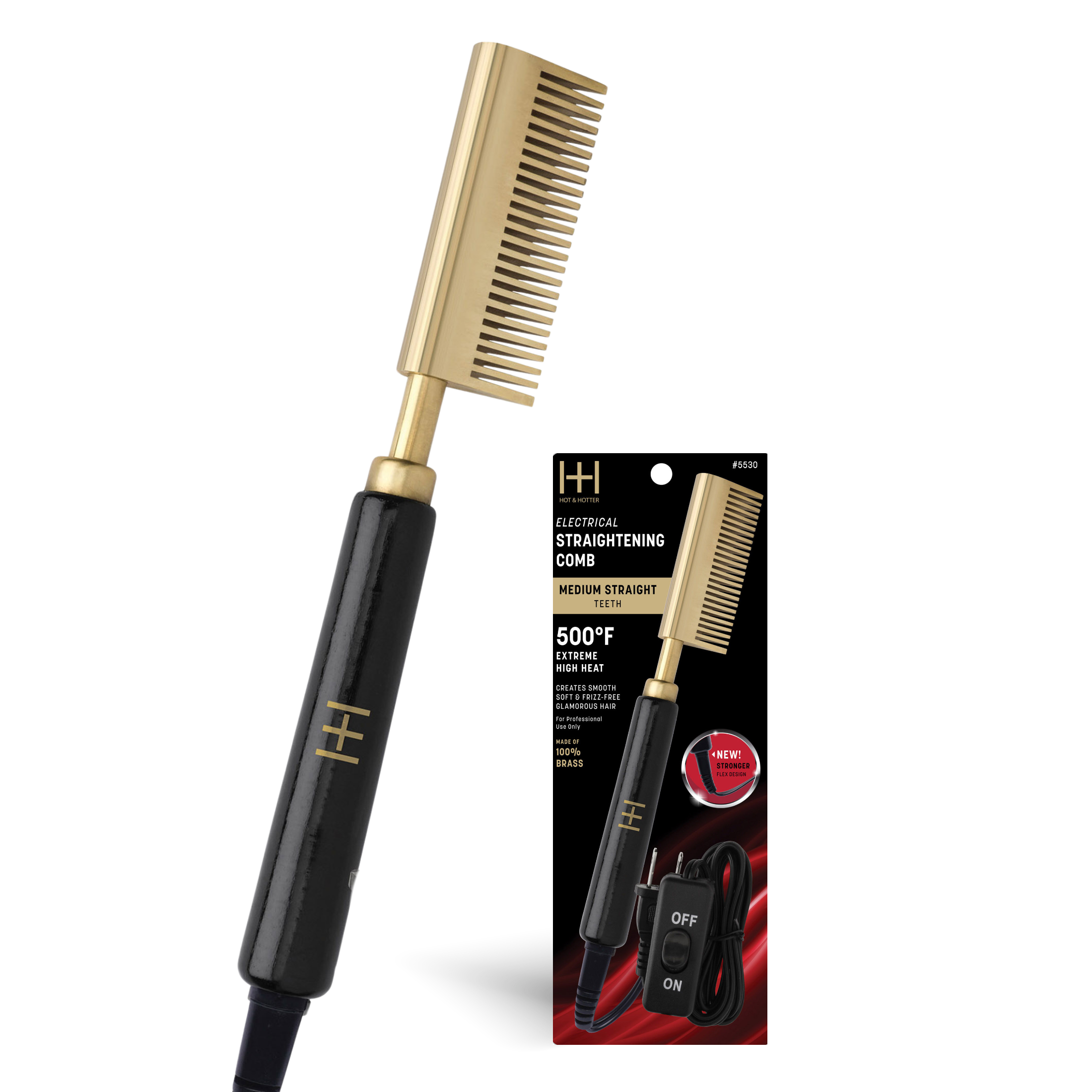 Hot & Hotter Electric Straightening Hot Comb Medium Wide Teeth, 1 Coun ...