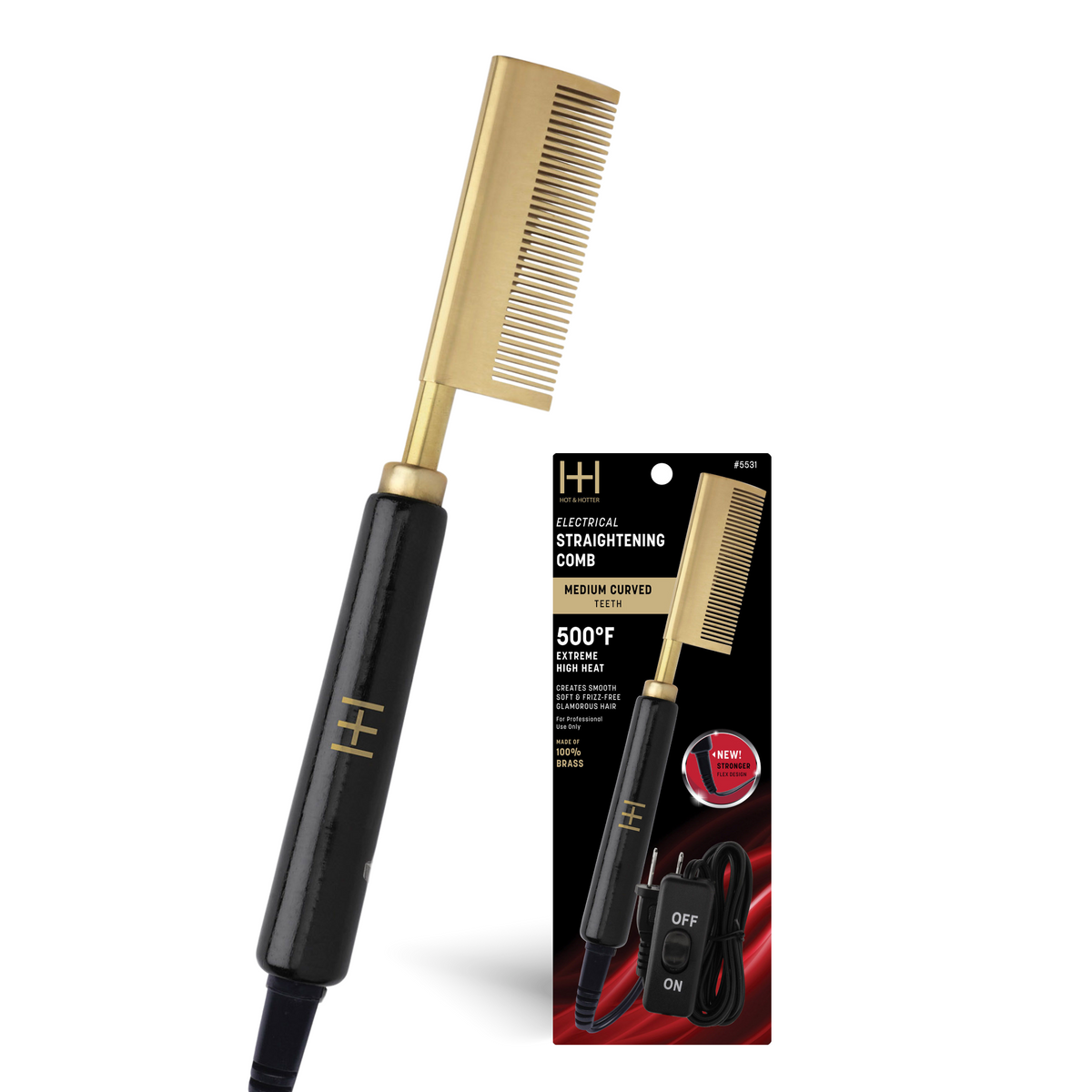 HH Medium Curved Teeth Electric Pressing Comb #5531