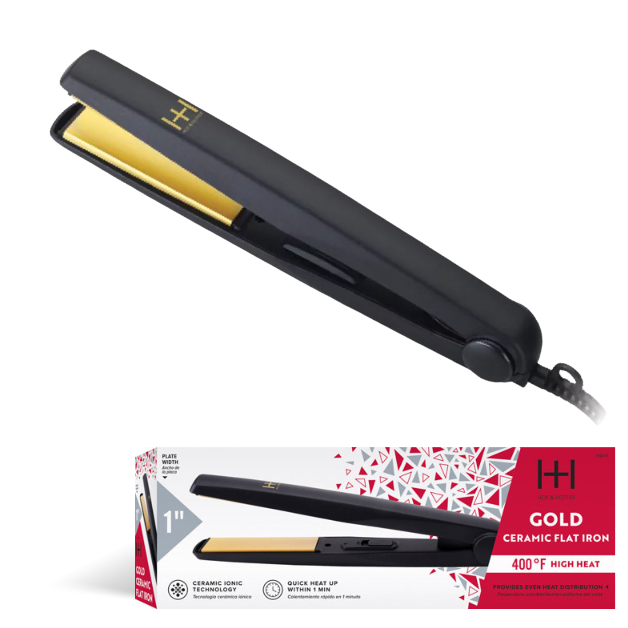 HH Gold Ceramic Flat Iron 1"