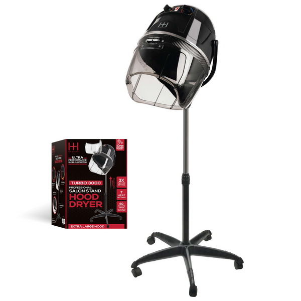 Salon stand hood dryer with packaging on a white background