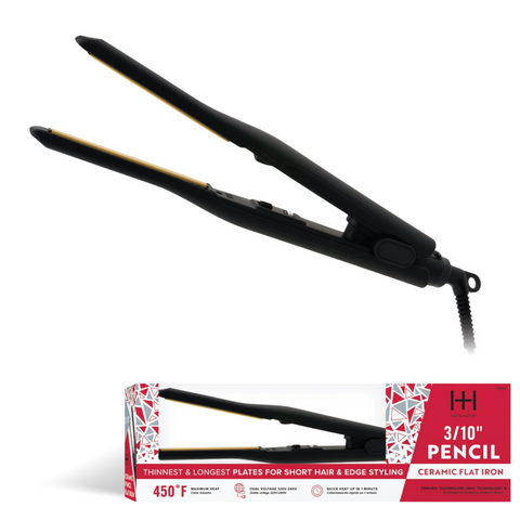 Hot & Hotter Pencil Ceramic Tourmaline Flat Iron 3/10 Inch, 1